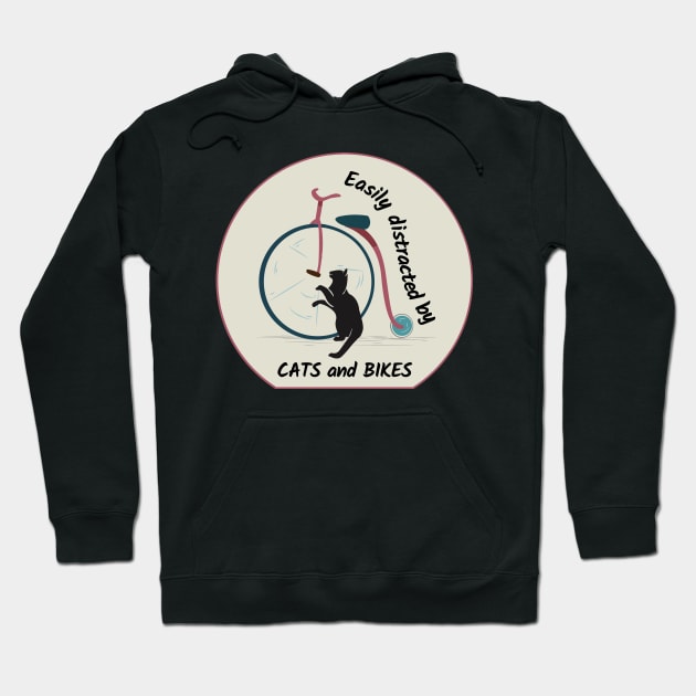 Easily distracted by cats and bikes Hoodie by Dogefellas